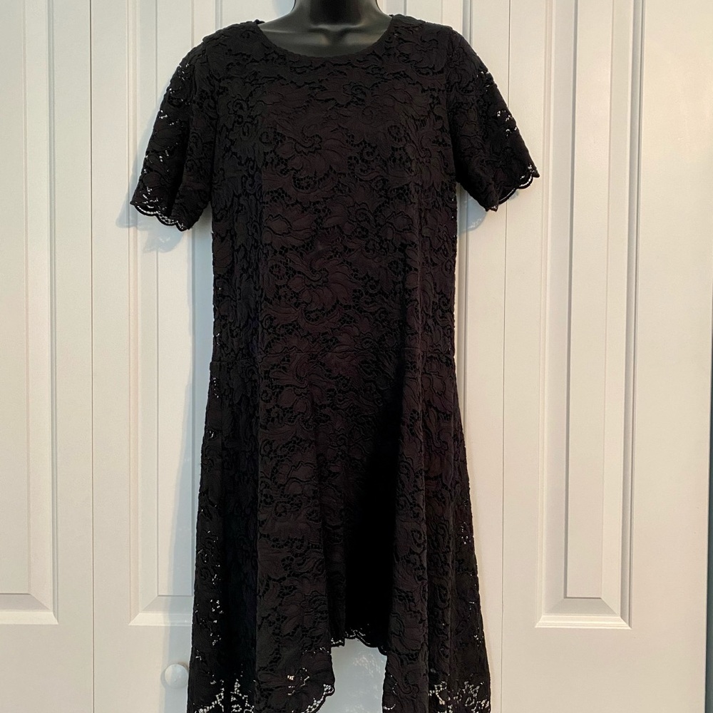 Club Monaco Black Lace Dress, Short Sleeves, 6